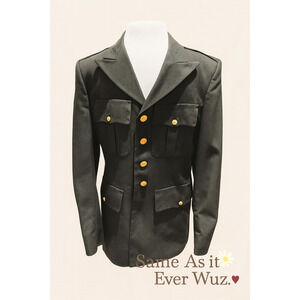 Vintage U.S. Army Dress Green Uniform Coat Jacket 38L Gold Buttons Military Issu